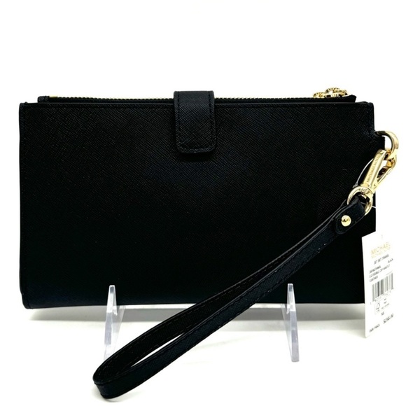 Michael Kors Large Double Zip Wallet Black/Gold - Picture 5 of 7